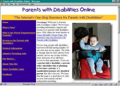 screen capture of Parents with Disabilities Online web site